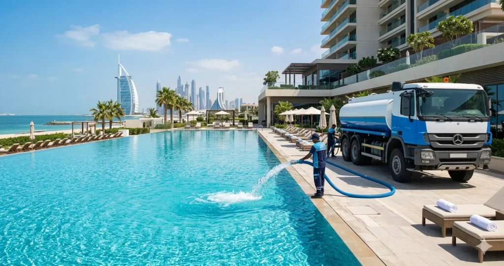 Commercial Pool Water Supply Dubai | Fast Tanker Delivery UAE