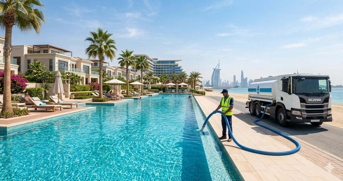 Pool Water Supply in UAE for Villas & Hotels | Fast Pool Water Delivery Service
